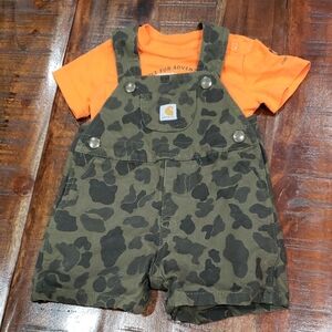 Carhartt Kids Green Camo Overalls Set